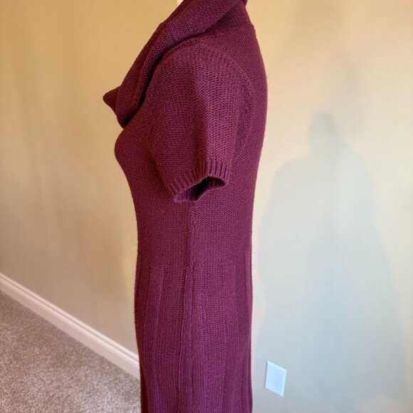 George Sweater Dress burgundy short sleeved sheath bodycon cowl neck Size M - Picture 4 of 13